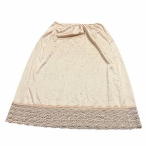 70s 80s American Vintage Hanson Kickernick Silky Lace Slip Skirt Champagne Large